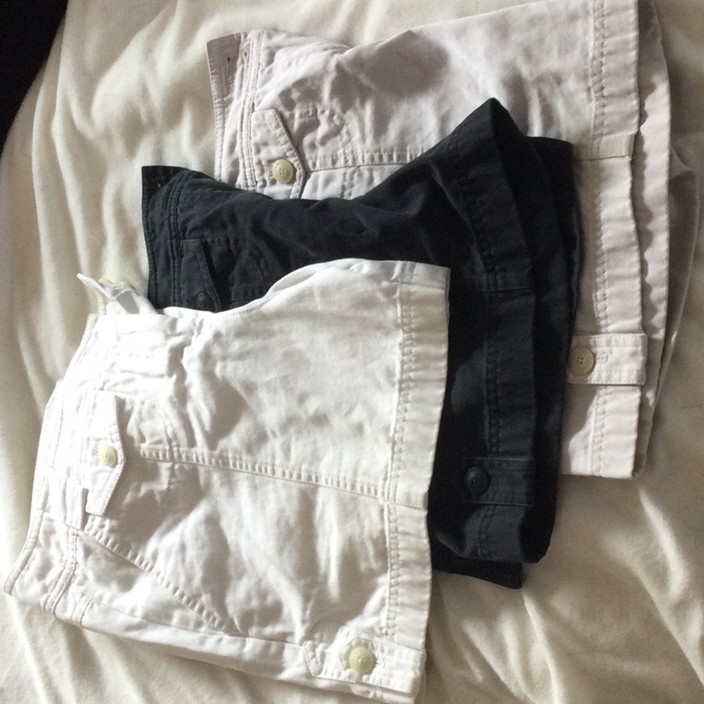 LOFT White and Black Denim Shorts Trio